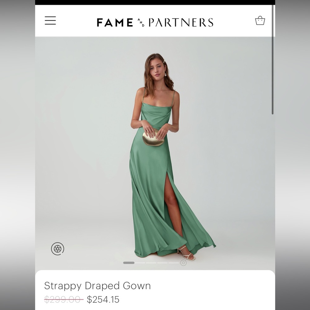 Fame and Partners Green Strappy Draped Gown